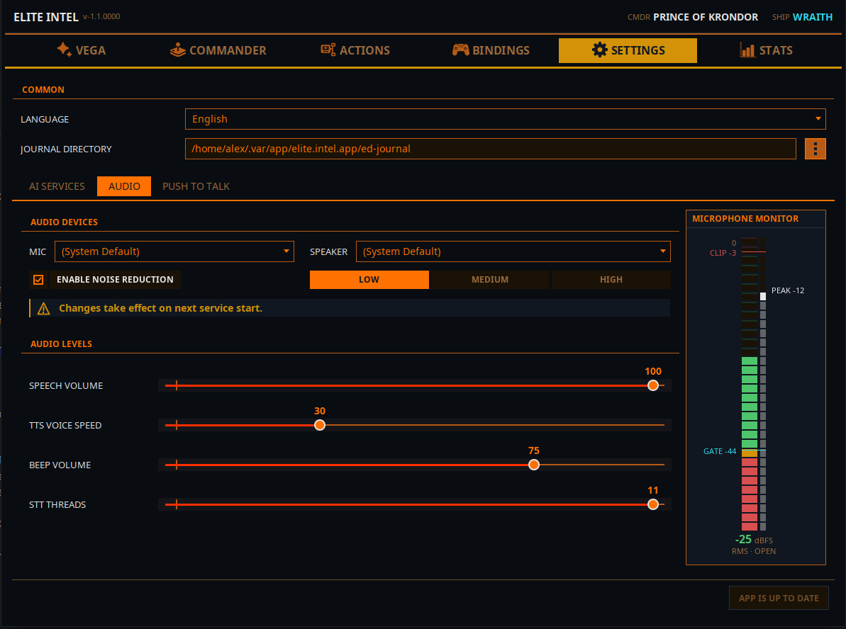 Audio settings